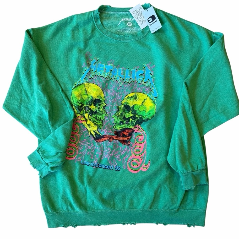 Buckle - Metallica Distressed Crewneck NWT Oversized in green XL